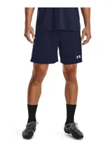 Short deportivo Under Armour modelo Golazo 3.0, color azul marino, confeccionado en tejido UA Tech™ ligero y de secado rápido. Presenta cintura elástica con cordón interno, aberturas laterales en el bajo y el logo de la marca estampado en contraste en la pierna.