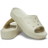 Sandalias Crocs modelo Classic Platform Slide, color negro, con diseño de plataforma alta, tira superior con perforaciones para dijes Jibbitz y plantilla cómoda.
