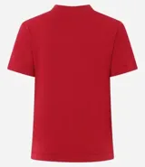 Blusa básica de cuello redondo y manga corta, confeccionada en tejido de rib acanalado. Presenta un diseño ajustado y minimalista, ideal para uso diario.