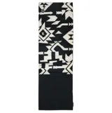 Cuello multifuncional Buff con diseño bicolor, una mitad estampada con motivos geométricos en blanco y negro y la otra mitad en color negro sólido. Fabricado con forro polar PrimaLoft Bio, ofrece aislamiento térmico, ligereza y elasticidad en cuatro direcciones.