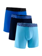 Pack de tres boxers deportivos Under Armour, confeccionados en tejido técnico elástico y transpirable. Presentan cintura elástica con el logo de la marca estampado y diseño de ajuste ergonómico.