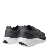 Championes de running New Balance modelo 680 v8, color gris con detalles en negro y suela en tono verde claro. Presentan capellada de tejido knit transpirable, logo lateral característico y mediasuela con tecnología Fresh Foam para mayor amortiguación.