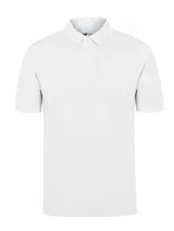 Remera polo de manga corta color blanco, confeccionada en mezcla de algodón pima y sorona, con cierre frontal de botones y calce moderno.