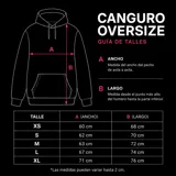 Canguro negro con capucha, diseño oversize, puños y dobladillo en ribete elástico. Cuenta con el texto 'Become.' bordado en color fucsia en la parte posterior.