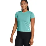 Remera deportiva Under Armour de manga corta, confeccionada en tejido ligero y transpirable con tecnología de secado rápido y control de olores. Presenta un diseño minimalista en color negro con detalles reflectantes y dobladillo superpuesto para mayor ventilación.