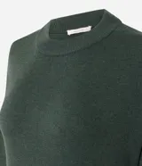 Vestido midi Marfinno de punto color gris oscuro, con cuello alto, mangas cortas amplias y diseño suelto.