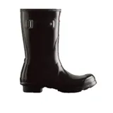 Botas de lluvia Hunter Original Short Gloss, color negro brillante, de caña corta y hebilla lateral ajustable.