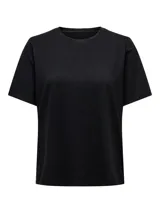 Remera básica de algodón Only con cuello redondo y manga corta, de corte regular.