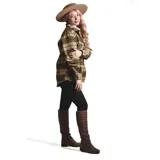 Camisa de manga larga con estampado de tartán en tonos marrón y beige, confeccionada en lana.