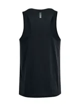 Musculosa deportiva Under Armour Launch Singlet de color negro, confeccionada en tejido suave, ligero y transpirable con tecnología que absorbe el sudor. Presenta cuello redondo, diseño sin mangas y el logo reflectante de la marca en el pecho.