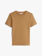 Remera marrón de algodón con cuello redondo y corte slim fit.