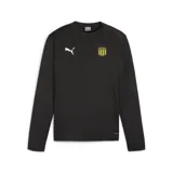Buzo de entrenamiento Puma del Club Atlético Peñarol, color negro, de manga larga y cuello redondo. Presenta el logo de la marca en blanco en el pecho derecho y el escudo del club en el izquierdo.
