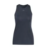 Musculosa deportiva Adidas de corte ajustado, color negro, con cuello redondo y logo de la marca estampado en el pecho.