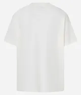 Remera boxy de manga corta y cuello redondo, confeccionada en algodón liso negro de corte holgado.