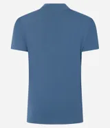 Blusa de punto texturizado color celeste, de manga corta y cuello alto, marca Cortelle.