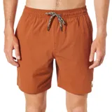 Short de baño color ladrillo con cintura elástica y cordón ajustable.