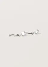 Par de aros tipo argolla de plata 925 con dije colgante de zirconia transparente.