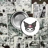 Pin metálico con diseño de Hello Kitty con moño rosa y huesos cruzados en lugar de bigotes.