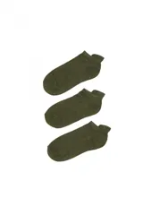 Pack de 3 pares de medias deportivas invisibles color verde militar.
