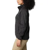 Campera polar Columbia con cierre frontal completo, confeccionada en tejido tipo jersey de textura jaspeada. Presenta cuello alto, bolsillos laterales con cierre y ribetes elásticos en puños y cuello.