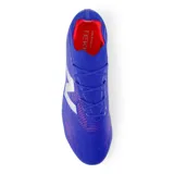 Championes de fútbol New Balance Tekela, color azul con detalles en plateado y rojo.
