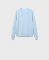 Jersey de punto fino con cuello redondo y manga larga, confeccionado en lana pura con diseño recto.