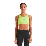 Top deportivo Diadora T2 L. Medium Bra, color lima, con logo de la marca en el frente y en el lateral.