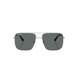 Lentes de sol Ray-Ban modelo RB 3758/54, color plateado con lentes grises polarizadas.