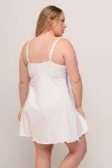 Babydoll blanco con corpiño de puntilla elastizada color celeste y breteles elásticos regulables.