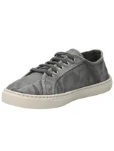 Zapatilla urbana de algodón orgánico color gris con efecto acid wash y suela de goma blanca.