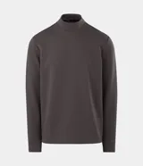 Remera térmica de manga larga y cuello alto tipo mock neck, color marrón, confeccionada en tejido de poliéster, algodón y elastano.