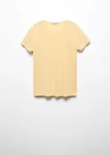 Camiseta de manga corta con cuello redondo, confeccionada en lino con un corte ajustado y diseño recto.