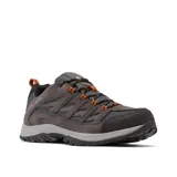 Championes de trekking Columbia modelo Crestwood, color gris con detalles en negro y naranja. Confeccionados con tecnología Omni-Tech impermeable y transpirable, entresuela TechLite para amortiguación y suela Omni-Grip para tracción en todo terreno.