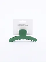 Pinza para el pelo color verde oscuro.