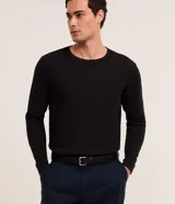 Remera de hombre Marfinno confeccionada en tejido waffle texturizado color blanco, de corte regular, con cuello redondo y manga larga.