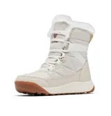 Bota de invierno Columbia, modelo Minx Shorty IV, de diseño acolchado en color beige con interior de piel sintética blanca. Cuenta con sistema de cordones, suela de goma con tracción y tecnología impermeable y térmica.