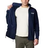 Buzo polar Columbia de tejido tipo sweater, color azul marino, con cierre frontal completo, cuello alto y bolsillo con cierre en el pecho. Cuenta con refuerzos en la zona del pecho y logo de la marca aplicado.