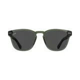 Lentes de sol Indie Palm de acetato color verde oliva con lentes polarizados grises y patillas negras.