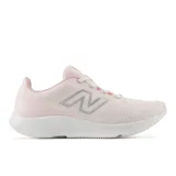 Championes de running New Balance modelo 430 V4, color rosado con detalles plateados y suela blanca.