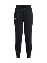 Pantalón de jogging Under Armour de corte deportivo, confeccionado en tejido polar de mezcla de algodón con interior cepillado. Presenta cintura elástica con cordón de ajuste exterior, bolsillos laterales y puños acanalados en los tobillos. Incluye el logo de la marca estampado en la pierna derecha.