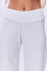 Pantalón palazzo blanco de lino, talle único (abarca de S a L).