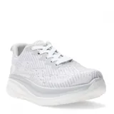 Championes deportivos de mujer, color blanco, con diseño de tejido de punto y suela gruesa con amortiguación.