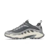 Sneakers de trekking Merrell Moab Speed 2 Sport, color gris con suela blanca y detalles en negro. Confeccionados en nailon ripstop y TPU, cuentan con suela Vibram TC5+ y tecnología FlexPlate.