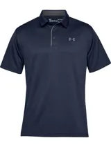 Remera polo Under Armour Tech para hombre, color azul marino con logo gris bordado en el pecho. Confeccionada en tejido UA Tech™ de secado rápido y corte holgado.