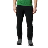 Pantalón de senderismo Columbia para hombre, color negro, con tejido elástico en cuatro direcciones y tecnología repelente al agua. Presenta corte recto, cinturón integrado, bolsillos laterales con cierre y un bolsillo cargo de seguridad con cremallera.