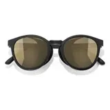 Lentes de sol Sunski modelo Tera, con montura negra y lentes espejadas doradas.