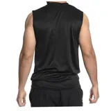 Musculosa deportiva Umbro de color negro, con cuello redondo y detalle de cinta con logo en los hombros. Presenta el logo de la marca estampado en el pecho.