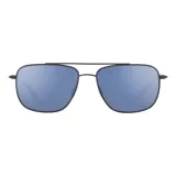 Lentes de sol Serengeti modelo Tellaro 8819, con montura metálica negra y lentes espejados azules. Diseño aviador con doble puente.