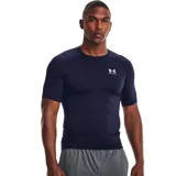 Remera deportiva de compresión Under Armour Heatgear Armour, color blanco, de manga corta y cuello redondo con logo de la marca impreso en el pecho.