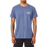 Remera azul con cuello redondo y estampado en el pecho con el logo de la marca Katin.